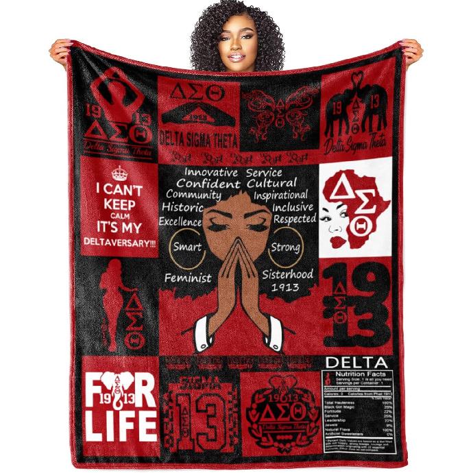 Sorority Gifts for Women - J1913 Elephant Sorority Blankets 50''x60' DST Throw Blanket for African American Sorority Women/Girls Birthday Gift