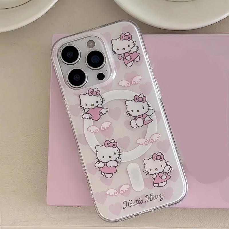 Magnetic Flower Hello Kitty Chain Phone Case For Samsung Galaxy S26 Ultra 5G S25 S24 S23 S22 Plus Ultra FE Flip 7 6 5 5G Casing