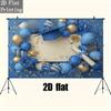 2D planar 1-piece graduation backdrop - navy blue and gold party decorations, polyester fabric banner