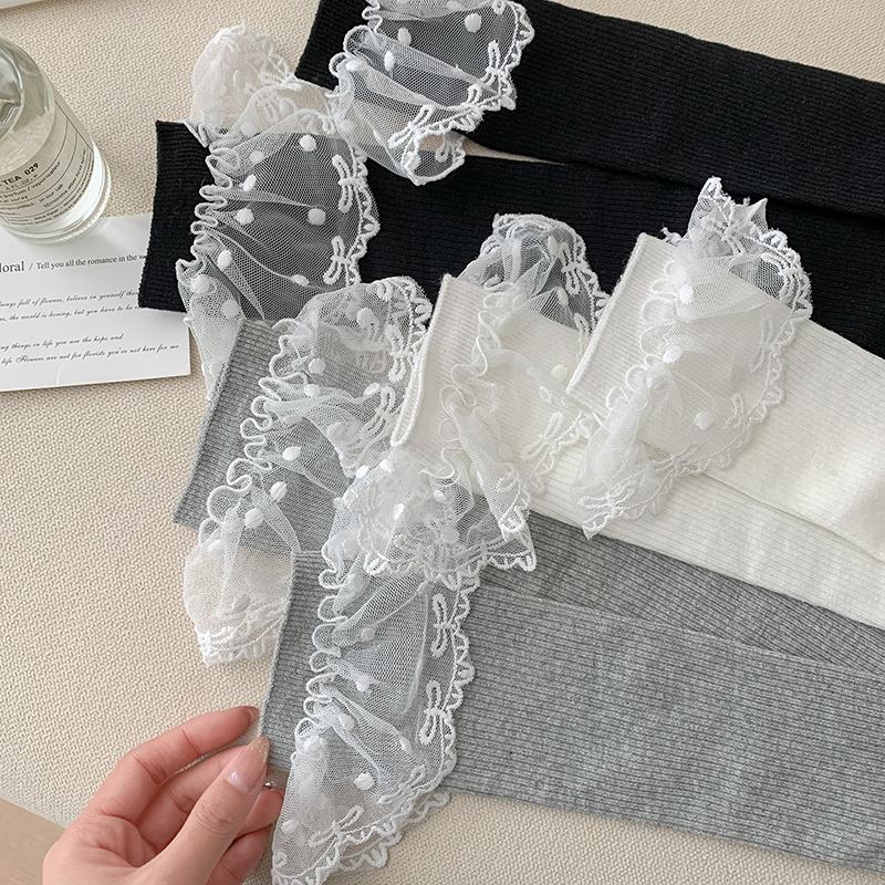 Modische Socken für Damen Lang Neue Einfarbig Japanische Kniestrümpfe Dame Atmungsaktive Spitze Preppy-Stil Mädchen Strümpfe Hohe Qualität