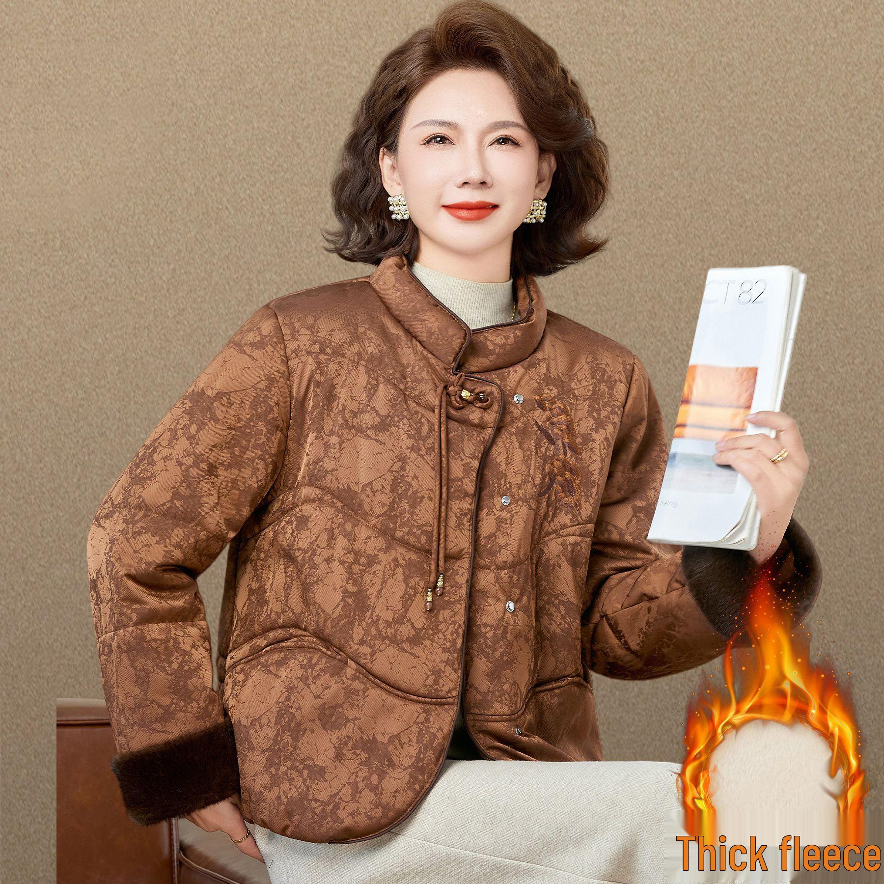 

Elegant Embroidered Down Jacket for Mature Women – Perfect for Autumn, Winter, and High-End Events 5XL (for 150-165 jin)