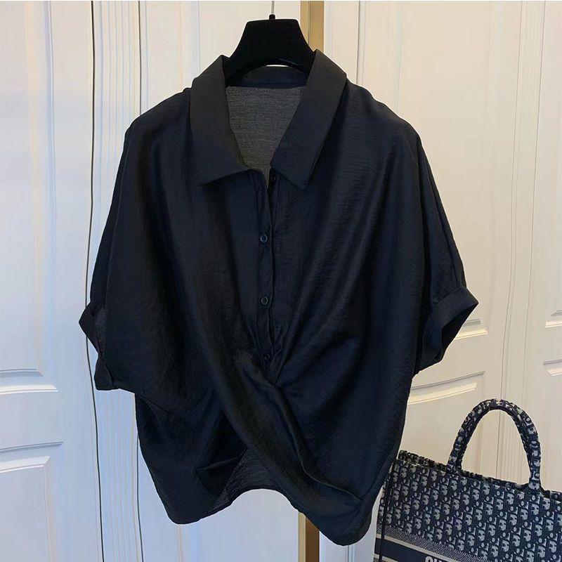 Summer new style is thin and versatile, large size design sense irregular shirt women