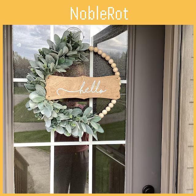 Wreath Welcome Door With Flower And Wooden Beads For Garden Wall Decor Art