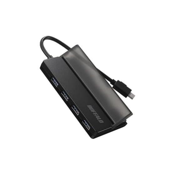 BUFFALO USB Hub PS5 Windows iMac MacBook Air/Pro Compatible with iPhone 16 Type-C USB3.1 (Gen1) Slim Type Bus Powered 4 Port Cable Storage Convenient