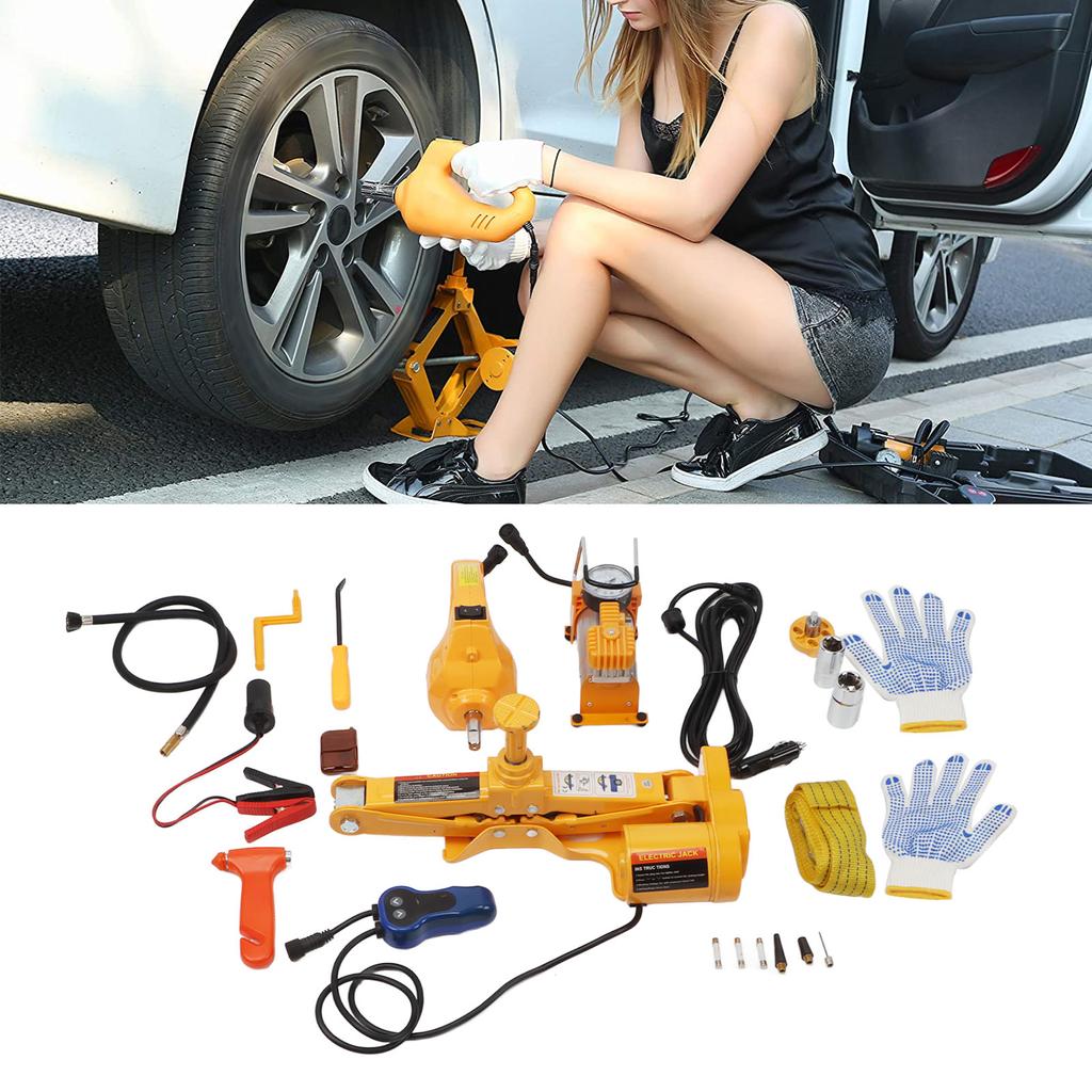 Electric Car Jack Kit 12V Portable Scissor Lift Jack Car Repair Tool with Electric Impact Wrench Tir