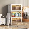 MuichiStorage Cabinet Folding Storage Box Door-Type Container Space-Saving Easy Assembly Closet Case Casters Semi-Transparent Door Stylish White Large
