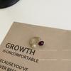 Retro French Style Adjustable Wine Red Zircon Ring for Women - Trendy Luxury Half-Sphere Design