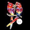 High-End Alloy Enamel Painted Parrot Brooch - Little Birds Kissing Lapel Pin