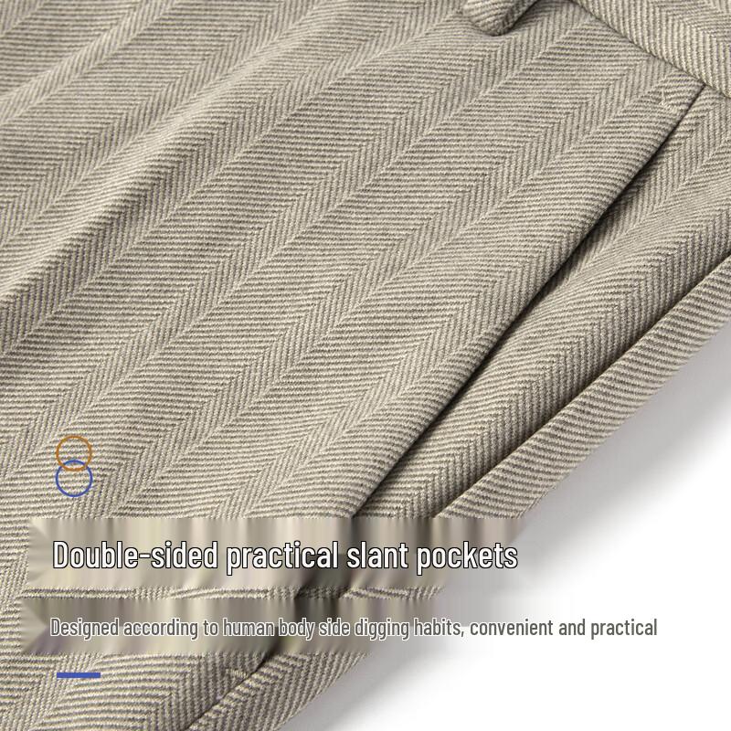 MONTAGUT Men's Autumn Striped Wool Blend Suit Trousers