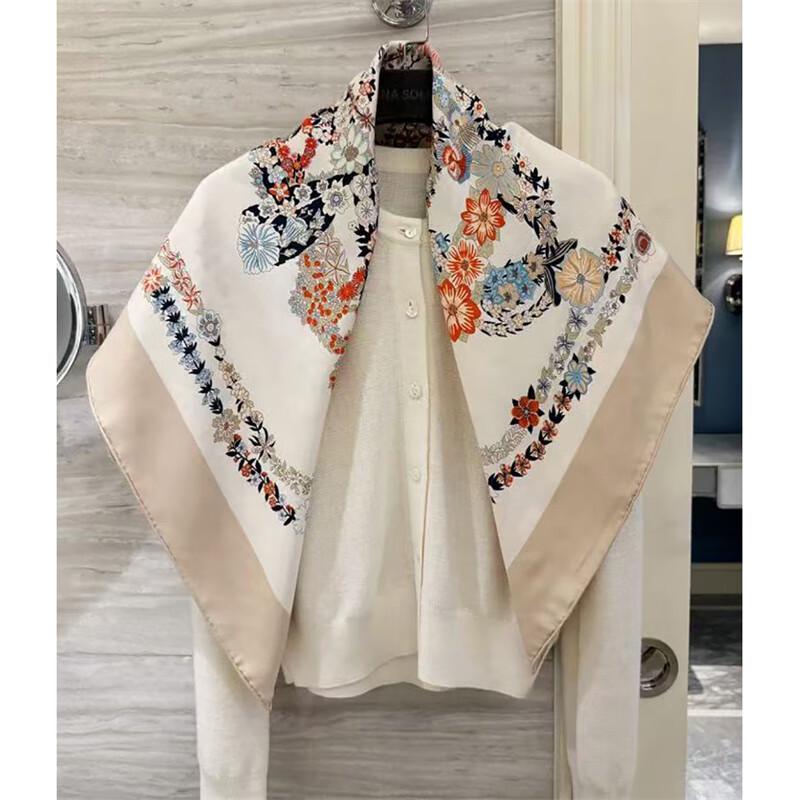 NINA SOLOR Floral Twill Silk Scarf