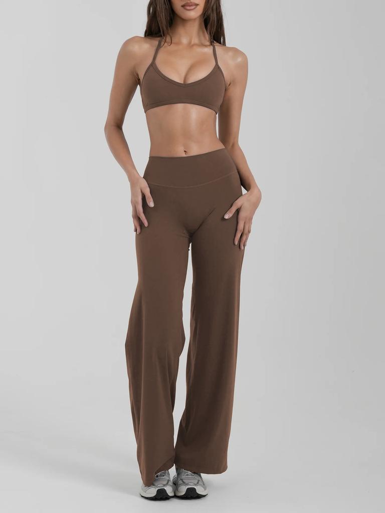 New Neck and Chest Gathering Underwear Yoga Suit Fitness Sports Trousers Pilates Quick-drying Two-piece Set