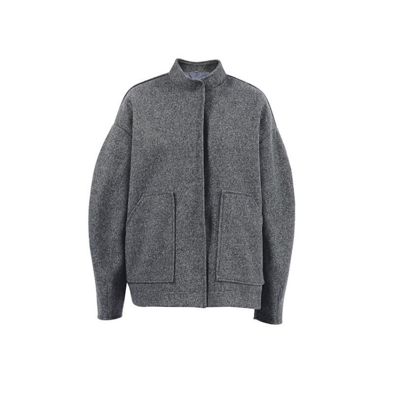 Womens Mid-Length Wool Blend Coat 2026 Winter Loose Stand Collar Thick Commuter Outerwear