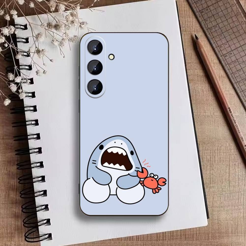 Cute Shark Phone Case For Samsung Galaxy A73,A21s,A22,A31,A52,A53,A71,A41Soft Black Shell