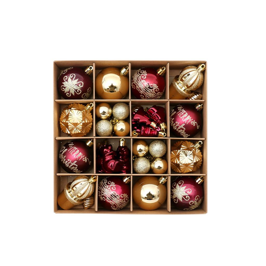 42pcs Christmas Tree Ornament Plastic Ball Decorations For DIY Crafts And Painted Designed Boxes Pendant