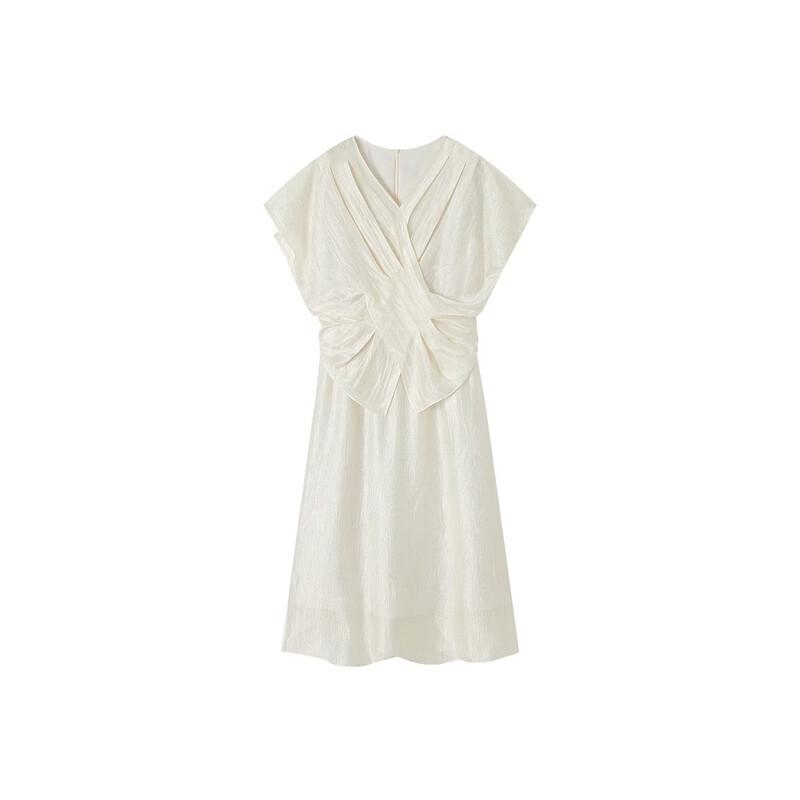 Elegant V-neck Batwing Sleeve Acetate Dress