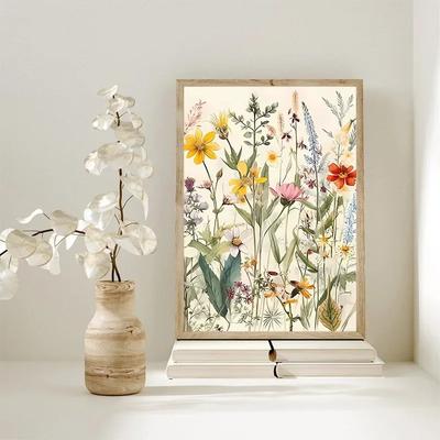 Moderna Vilda Blommor Blad Botanisk Natur Affischer Akvarell Kanvasmålning Vardagsrum Sovrum Väggkonst Bilder Heminredning