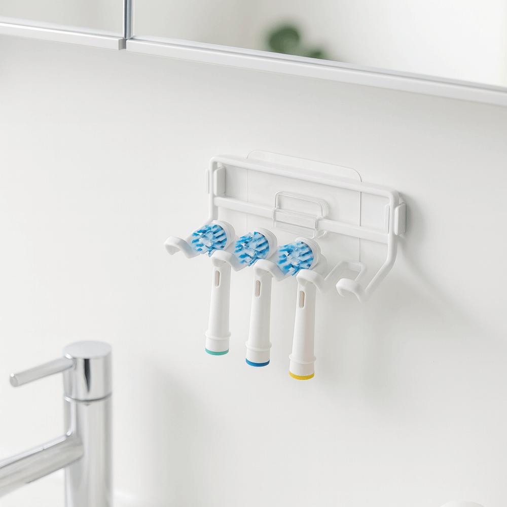 4 Slots Multi-head Toothbrush Holder Metal Wall Mounted Electric Toothbrush Holder Space Saving Self Adhesive