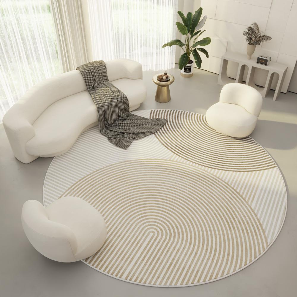 Round Non-Slip Velvet Carpet – Modern Cream for Living Room, Bedroom, or Entrance