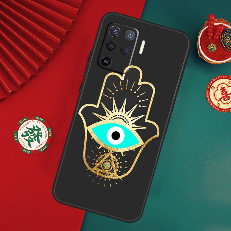 Evil Eye Hamsa Case For Oppo A76 A16 A96 A17 A60 A40 A80 A98 A58 A78 A18 A38 A57 A74 A54 A94 A15 A5 A6 Pro