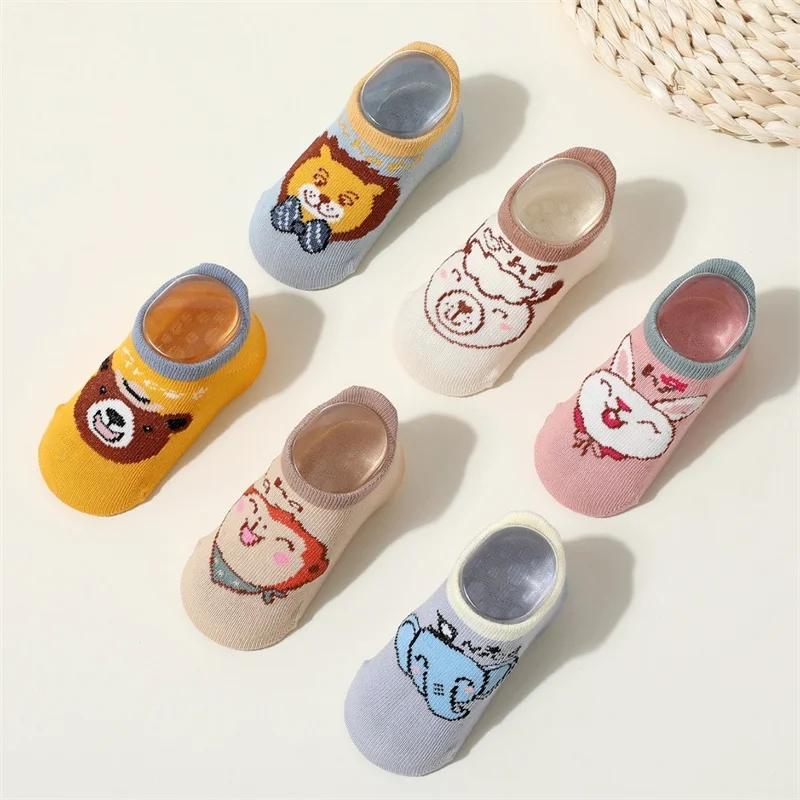 6Pairs/set Kids Baby Floor Socks For Boys Girls Cotton Soft Cartoon Newborn Short Sock Children Toddler Non-Slip Sock For Infant
