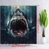 Polyester Shark Shower Curtain Waterproof Bathroom Liner Men's Decor Scary Jaws Caveman Art Shower Curtain for Modern Home