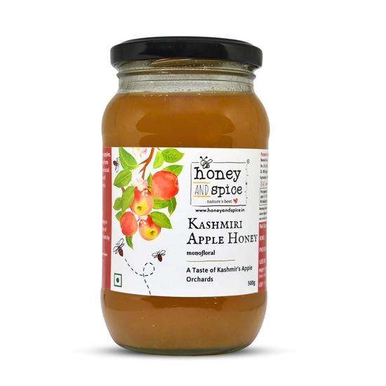 Мед и специи Кашмирский яблочный мед (500г) | 100% Органический Мед | Сырой и Необработанный | Чистый Мед без Сахара | Без Добавления Консервантов