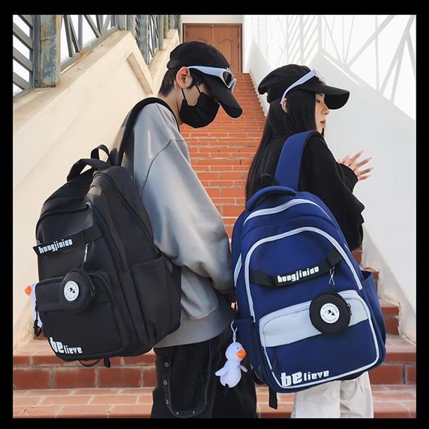 Retro backpack for girls, high school students, junior high school students, contrasting schoolbags, men's computer backpacks