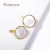 Fashion Natural Shell Round Earrings Clasps Hooks 18K Gold Plated Metal Fasteners Leverback Earrings Findings DIY Supplies