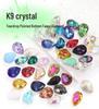 High-Grade K9 Teardrop Rhinestone DIY Jewelry Accessory - Silver-Plated Base with Irregular Crystal Glass Drill, Pointed Bottom