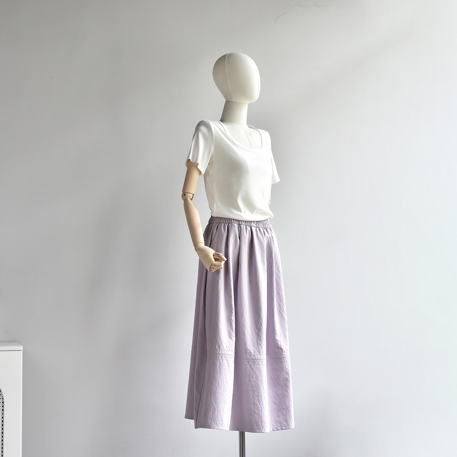 

**Cream Puff A-Line Midi Skirt: High Waist Summer Skirt for Women** фиолетовый/розовый