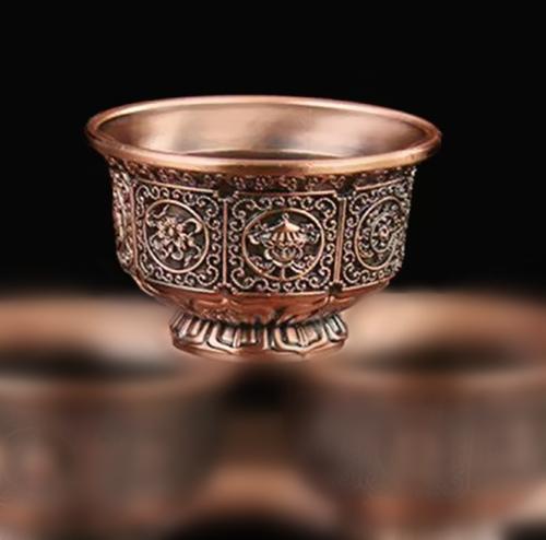 

Metal Water Cup For Offering Buddha, Eight Auspicious Symbol Buddhist Water Supply Cup For Bworship Buddha Mascot Water Bowl