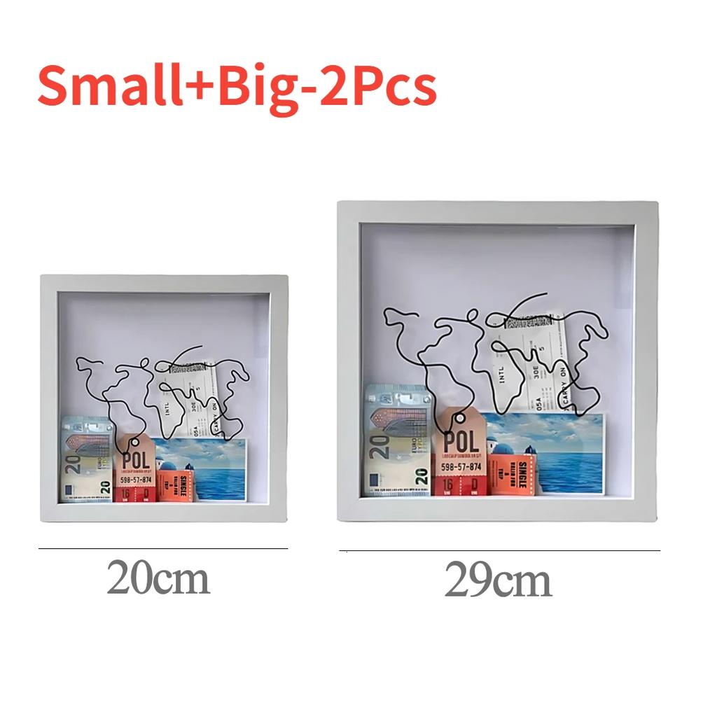 Travel Adventure Archive Box Ticket Shadow Box Photo Frame for Wall and Table Top Display Keep Memories Home Decor Storage Sbox
