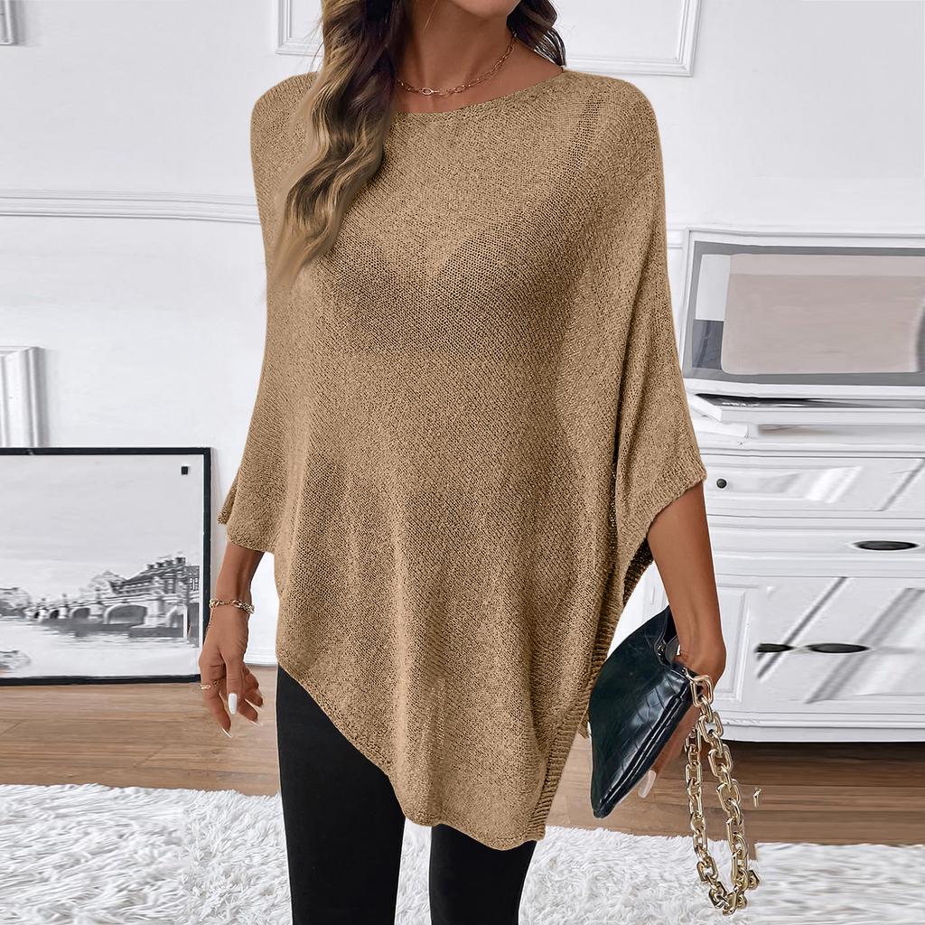 Damen Leichte Strand-Übergangsjacke Kurzarm Durchbrochen Lockerer Sitz Lässiges Sommer-Pullover-Top für Urlaub Reisen