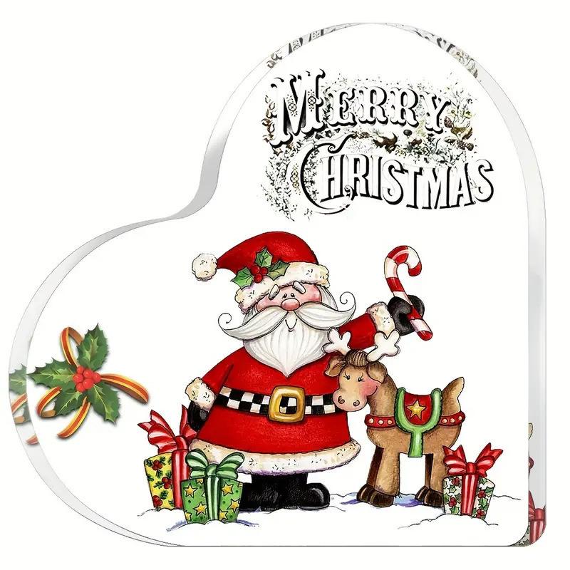 Christmas Heart Shaped Decorative With Santa Claus Xmas Tree Patterns Perfect For Home Holiday Decor