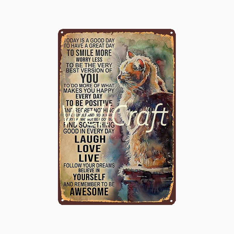 [ WellCraft ] 20*30cm You Are My Sunshine Cat Metal Poster Tin sign Vintage Wall Plaque Decor WX-62-1