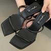 Fashion Fashion Leopard Narrow band Women Sandals Square toe thin Heel Slide Sandals Summer Sexy Open Toe non-slip heeled shoes woman
