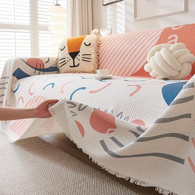 Nordic Wealth Cat Sofa Towel Cartoon Printed Anti-Dirt Sofa Cover for All Seasons Multi Functional All Inclusive Knee Blanket