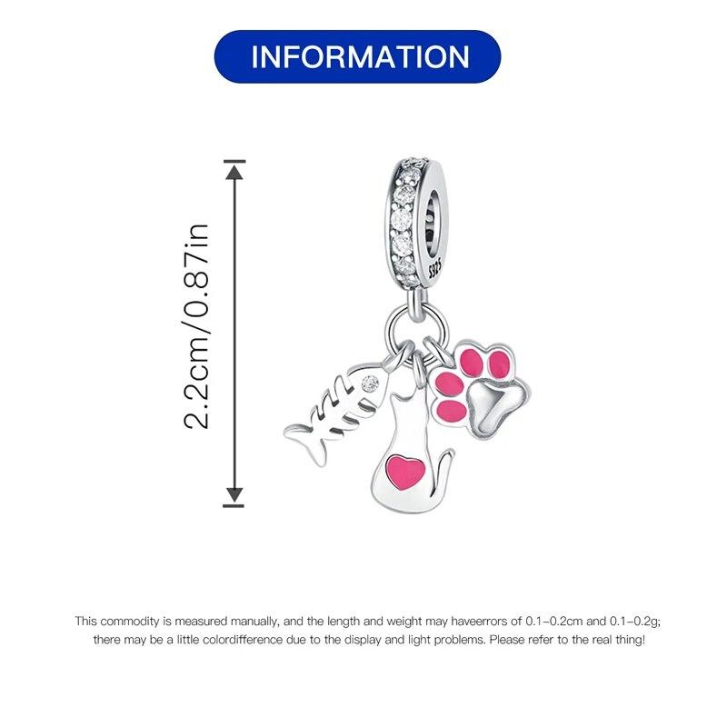 Copper Metal Cat Claw Fish Bone Footprints Charm Bead Component Compatible With High Quality Fine Bracelet High Quality Fine Jewelry Bead Components