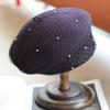 Autumn and winter pearl mesh fashionable retro woolen beret French light luxury side pressure painter hat woman