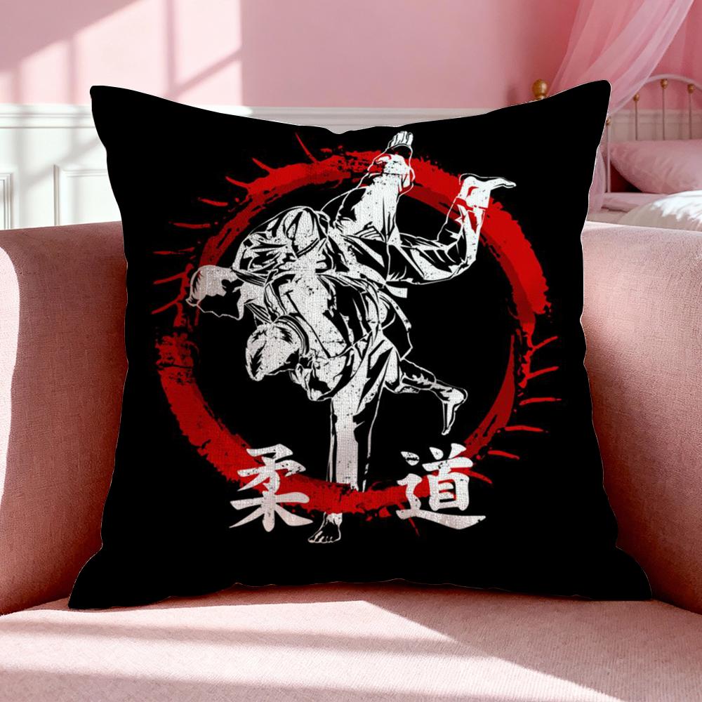 Sport J-Judo Cushion Cover Breathable Linen Pillowcase Summer Odorless Eco-Friendly Invisible Zipper Washable