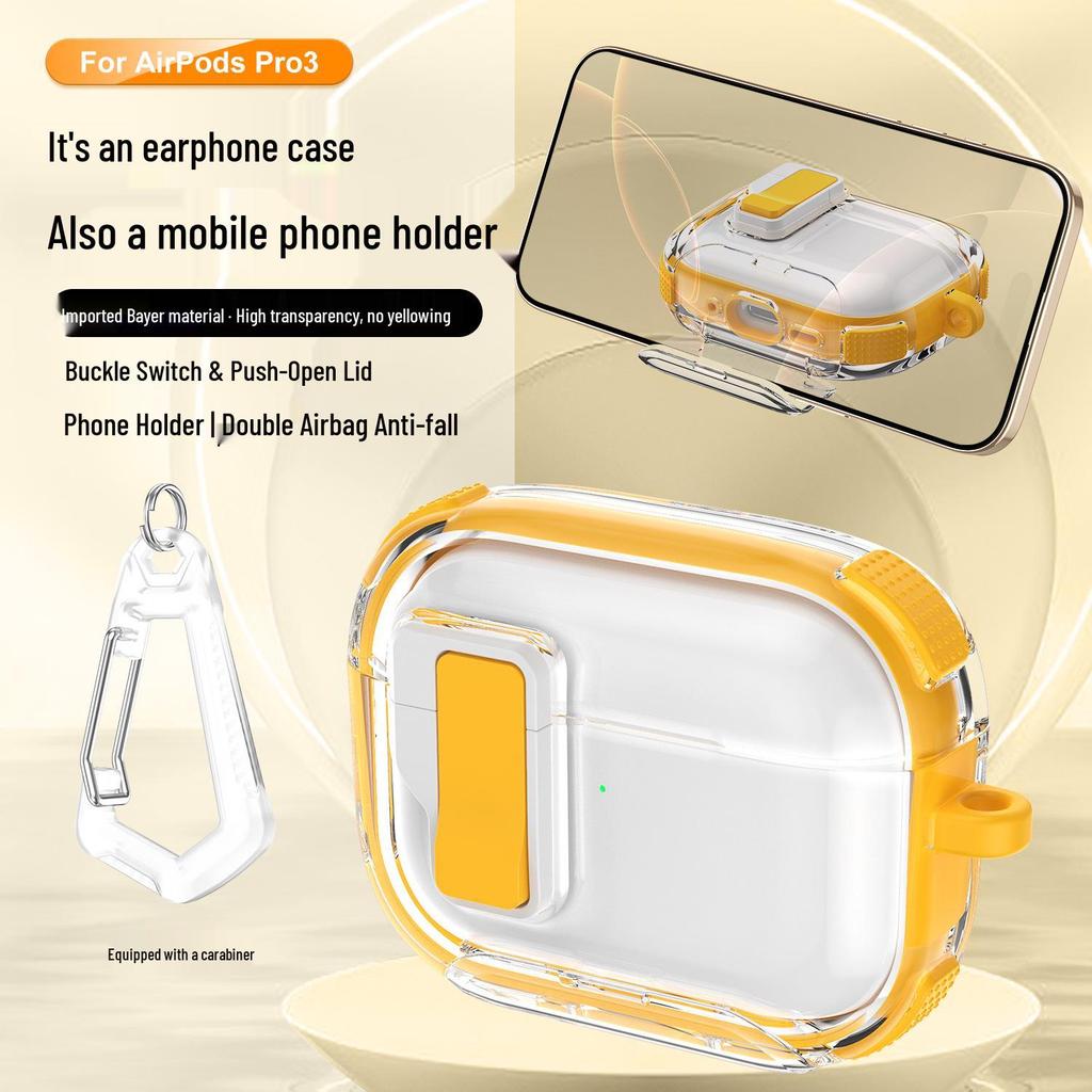AirPods Pro 3 Transparent Protective Case for 4th Gen with Stand Buckle