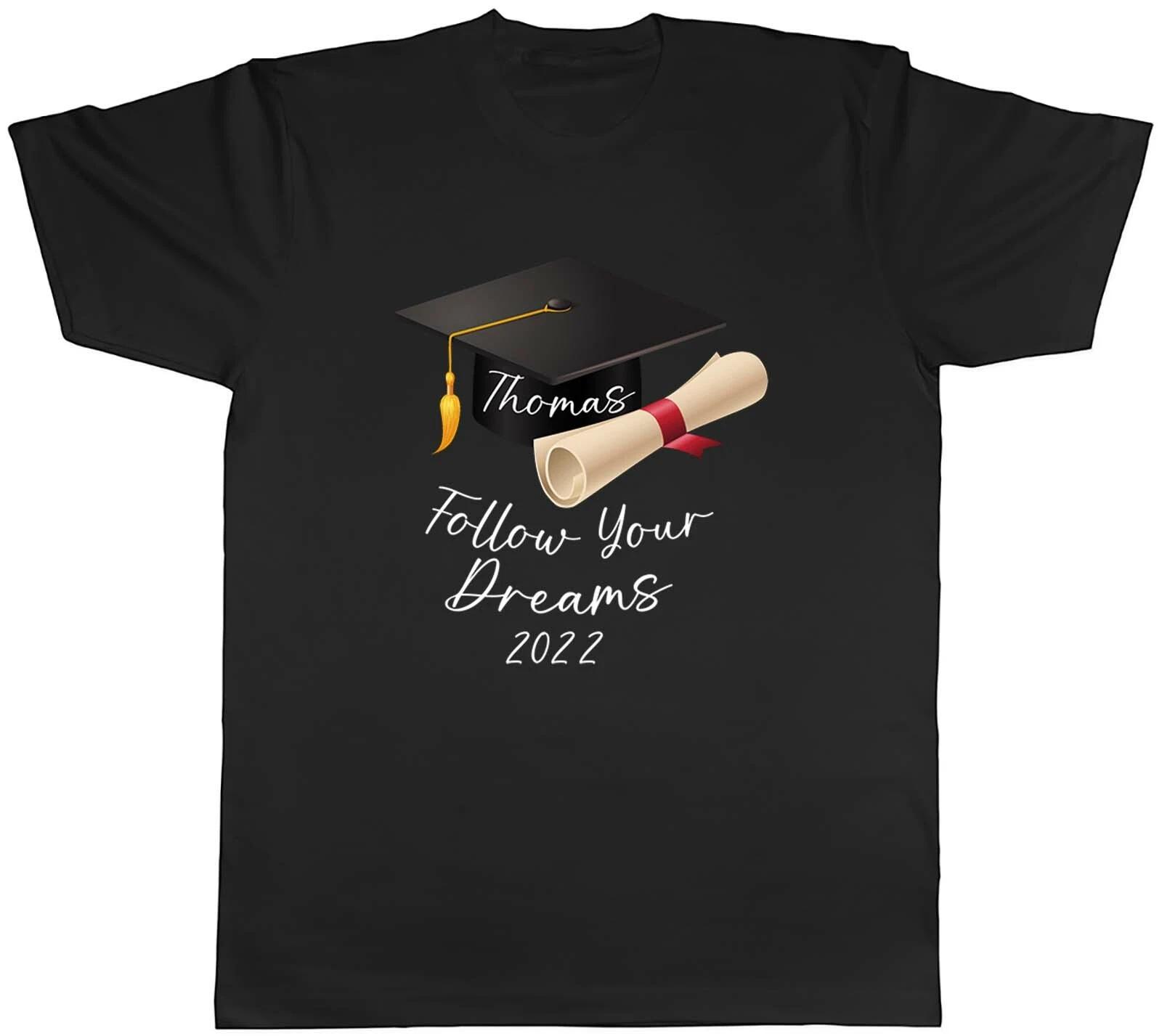 Personalised Follow Your Dreams Cap Graduation Mens Unisex T-Shirt Tee Gift XL