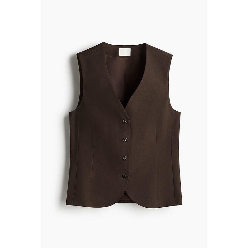 

HM Женская одежда Жилет 2025 Лето Новый Мягкий Простой и Стильный Повседневный Тканый V-образный вырез Жилет для костюма 1261595