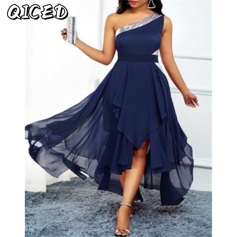 QICED Fashion Summer Spring Solid Color Print Sleeveless Casual Dresses