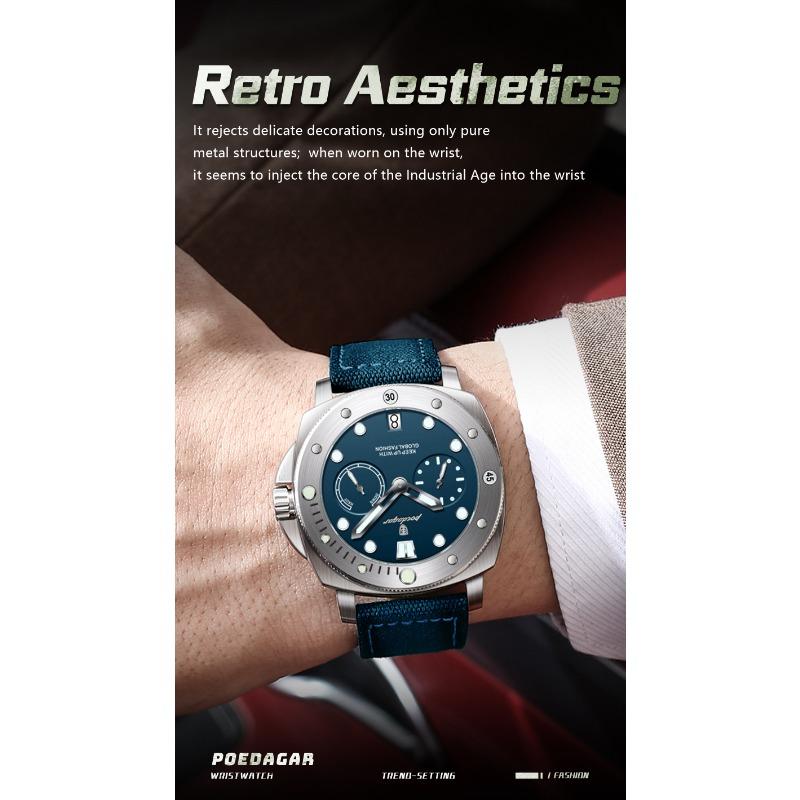 POEDAGAR High Quality Watches for Man Waterproof Luminous Date Exquisite Men Clock Nylon Leather Quartz Fashion Wristwatch