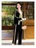 Mom's 2025 Fashionable Gold Velvet Hooded Sportswear Set for Middle-Aged & Elderly Women