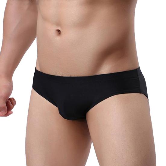 Sexy Men's Underwear Solid Color Mid Rise Ice Silk Briefs Elastic Underpants