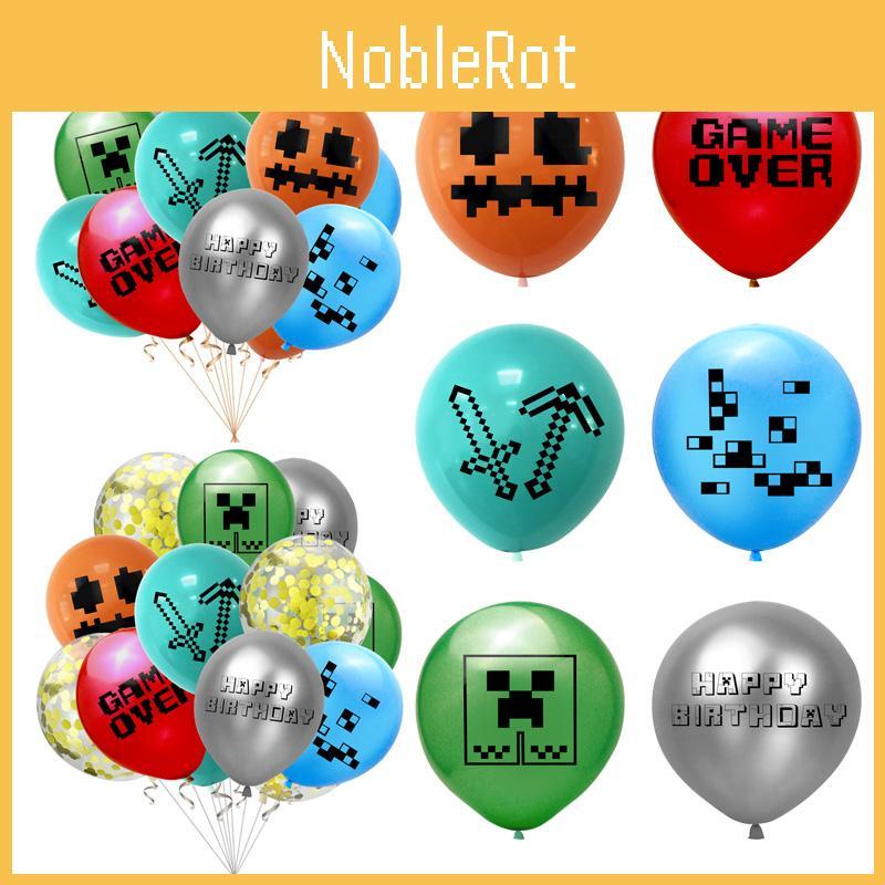 12" Pixel Minecraft Birthday Latex Balloon Party Decoration Kids Baby Shower