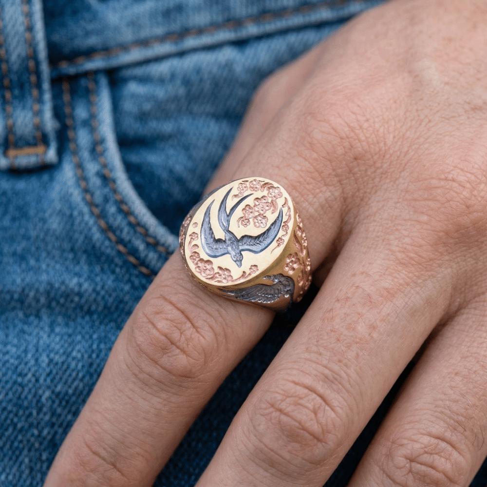 Light Luxury Finger Jewelry Elegant Wild Duck Ring Sweet Enamel Floral Ring  Party