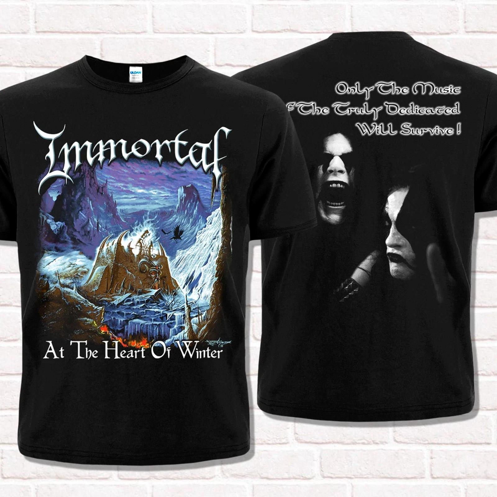 Men s and Women s T-shirts Immortal Band At the Heart of Winter Cotton Black XXXXL
